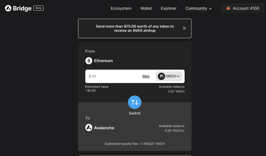 Using A Bridge from 1inch