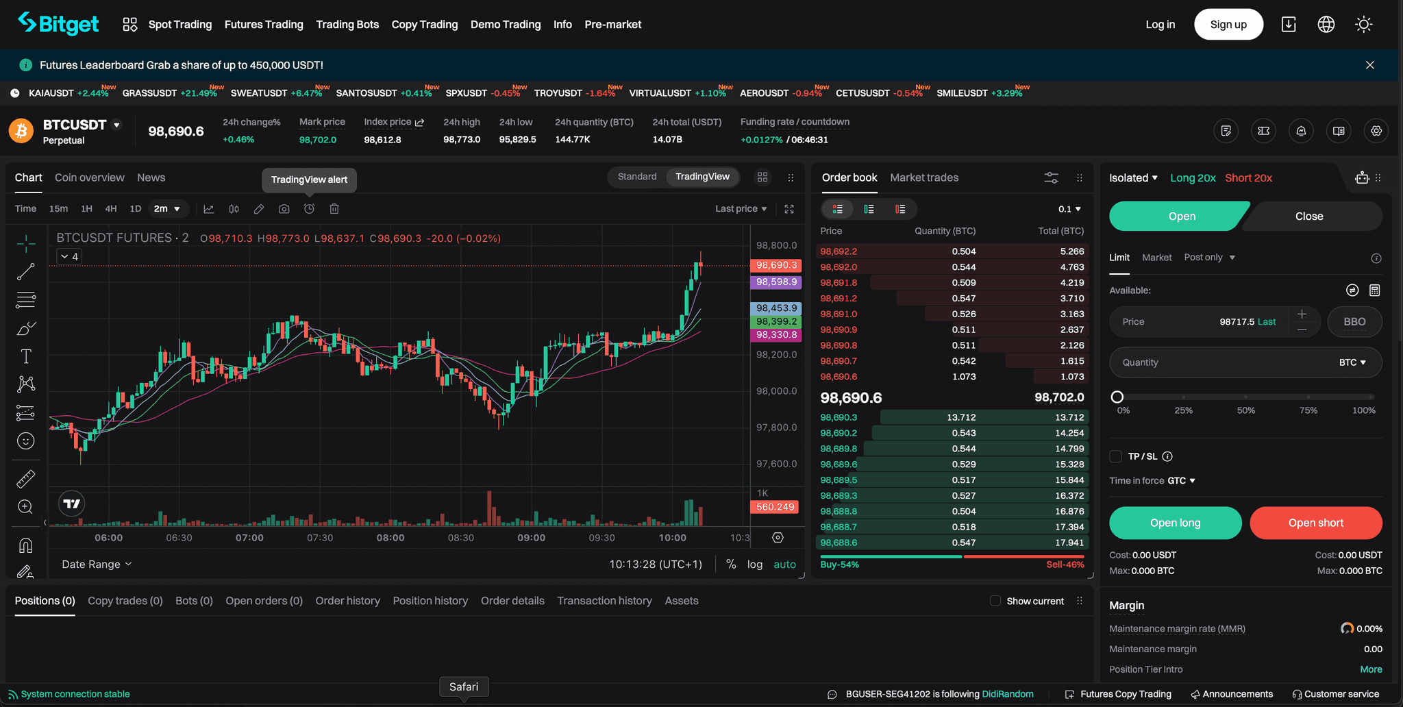 Bitget Futures Trading Screen
