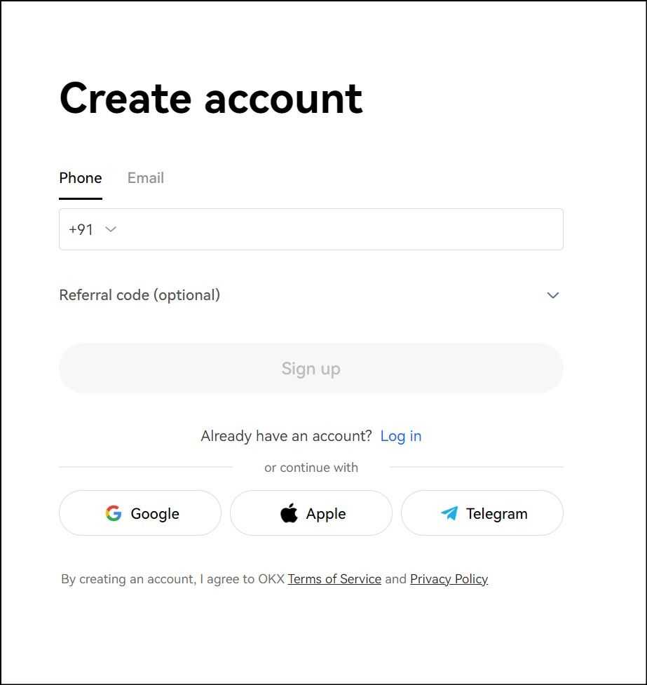 Creating an Account on OKX