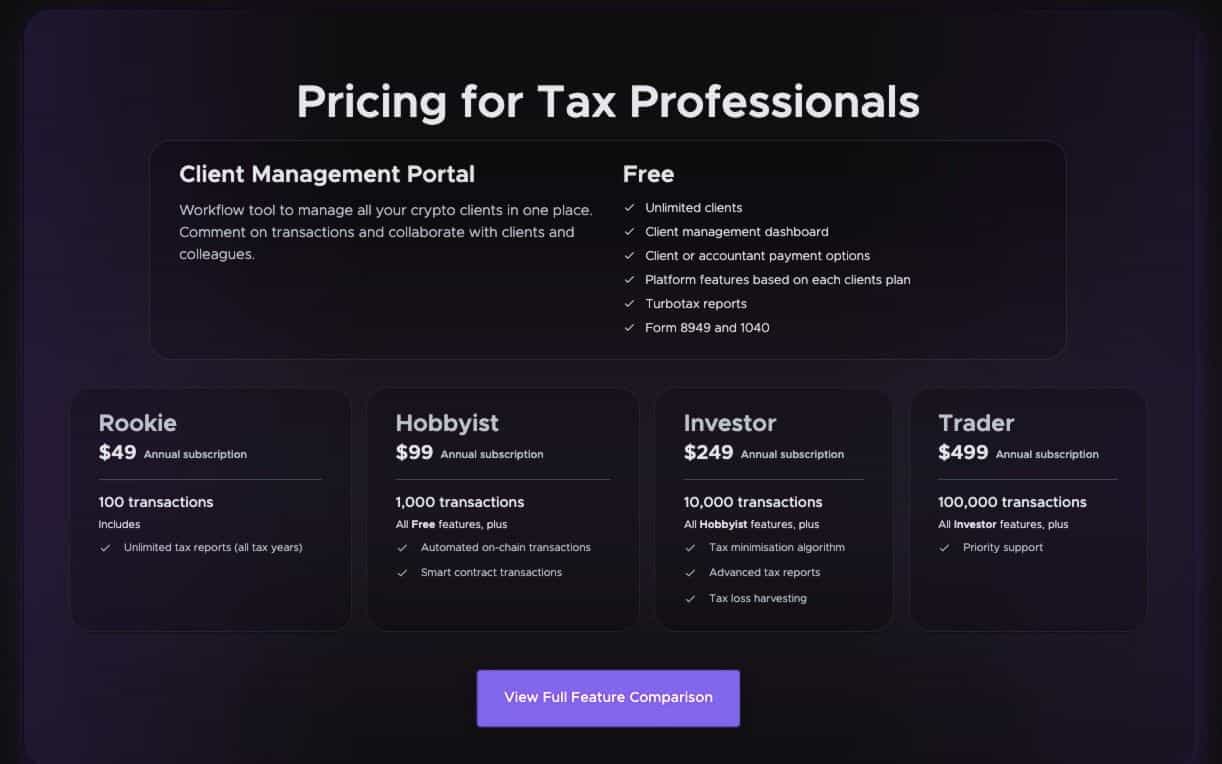 crypto tax calculator price for accountants