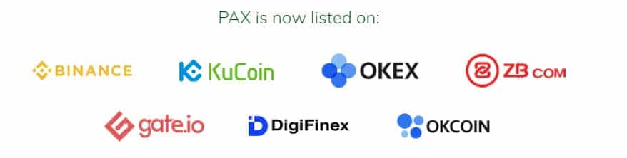 Exchanges Listed Paxos