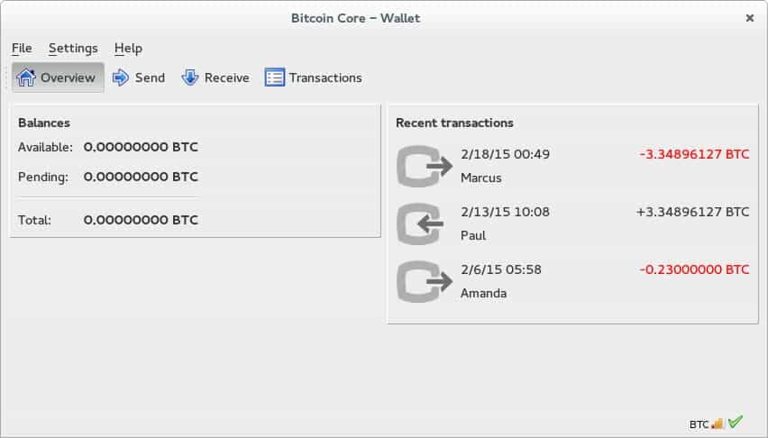 Bitcoin Core Wallet UI