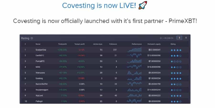 Covesting Launch Live