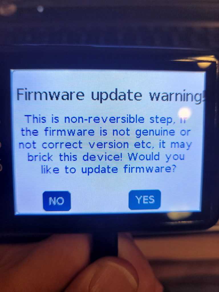 Firmware Update Warning