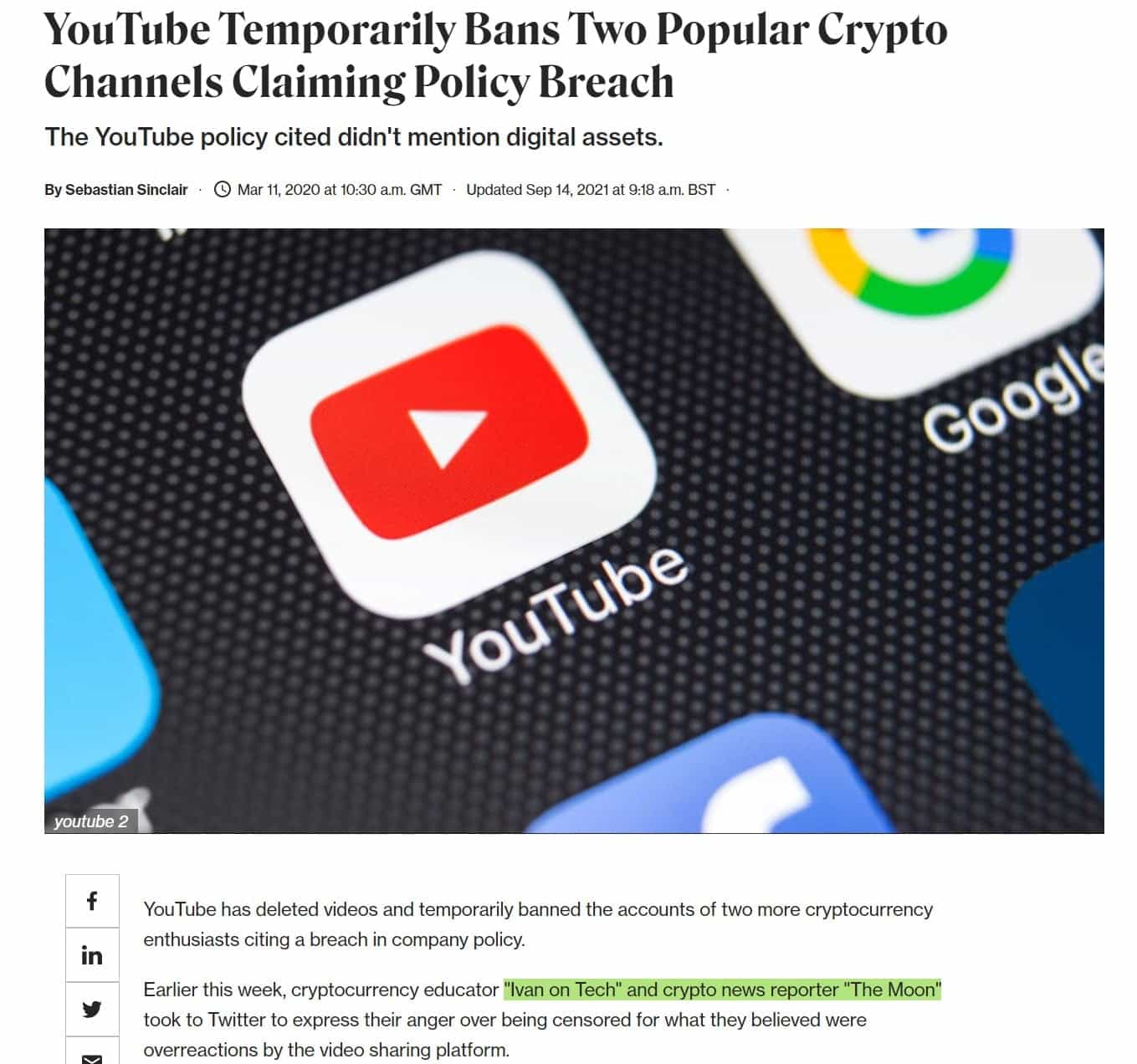 YouTube Ban