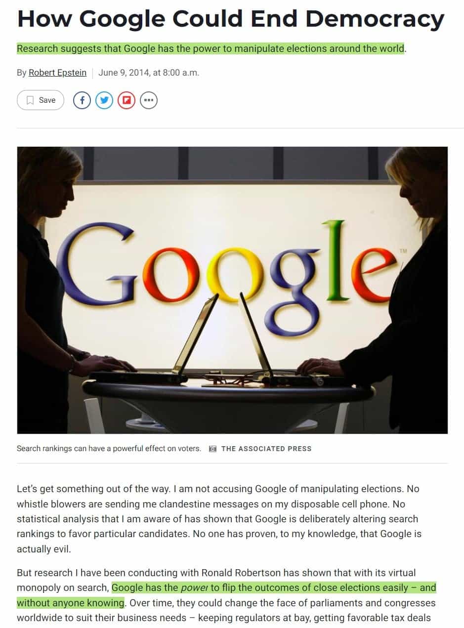 How Google disrupts politics