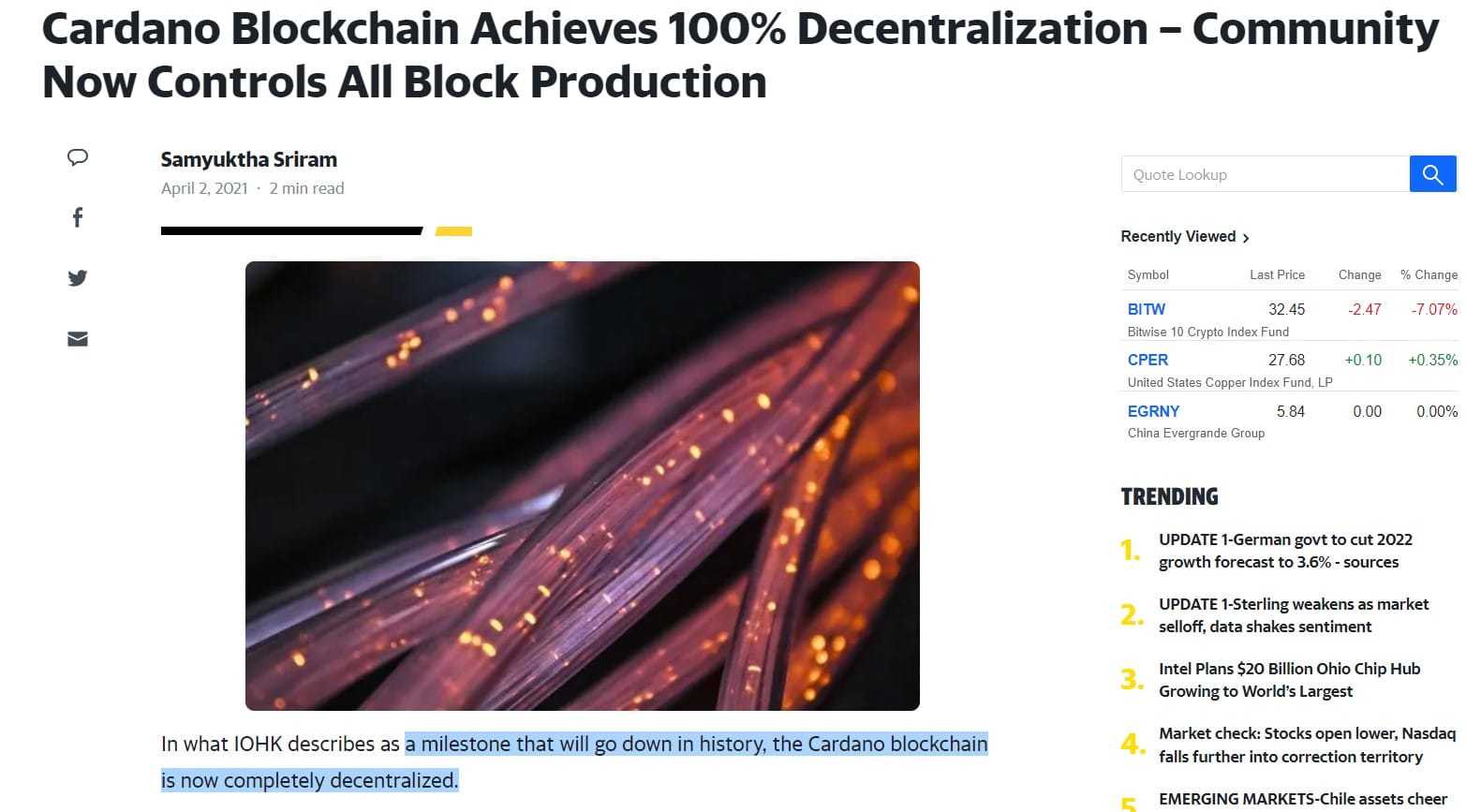 Cardano Blockchain is Highly Decentralized