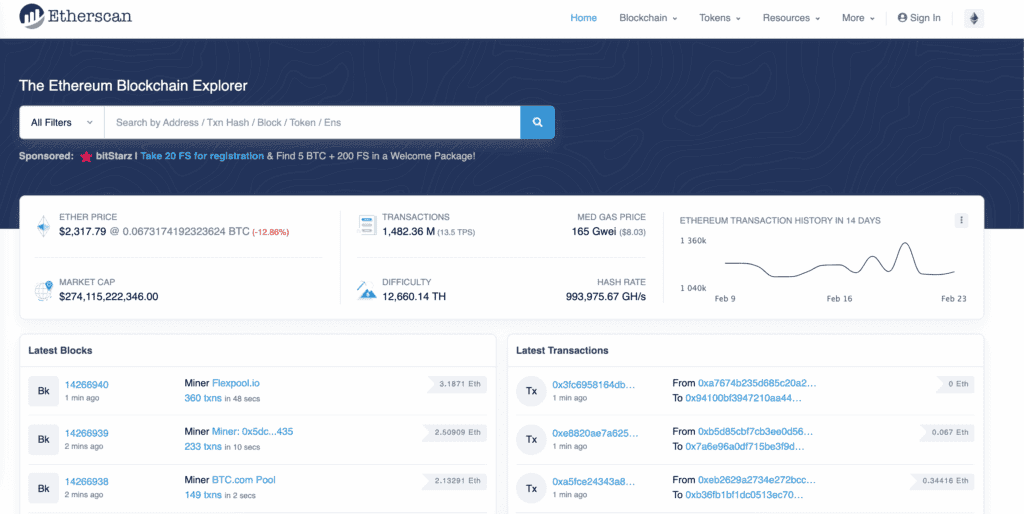 Etherscan Main Page