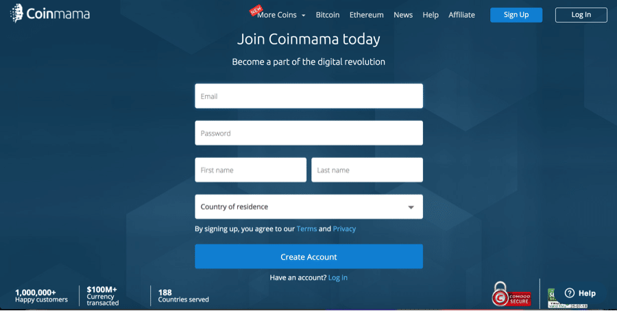 Register an account Coinmama