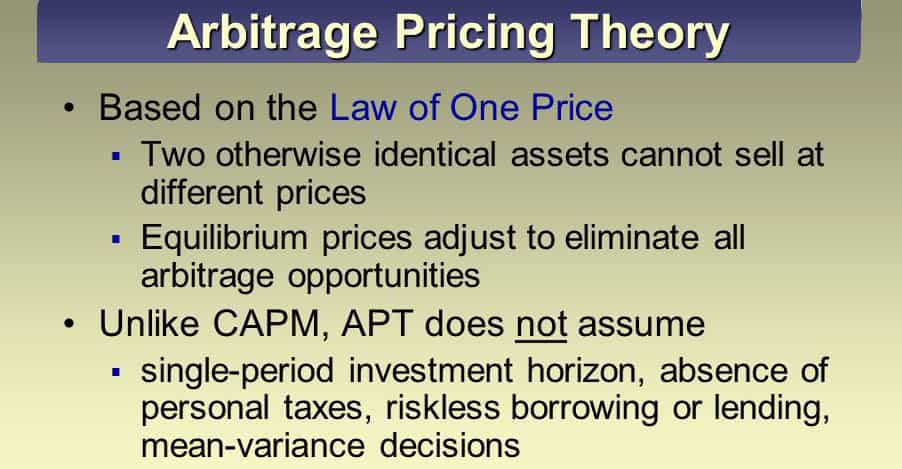 No Arbitrage pricing principle