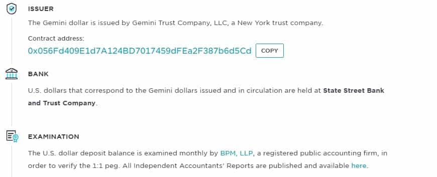 Gemini Dollar Network of Trust