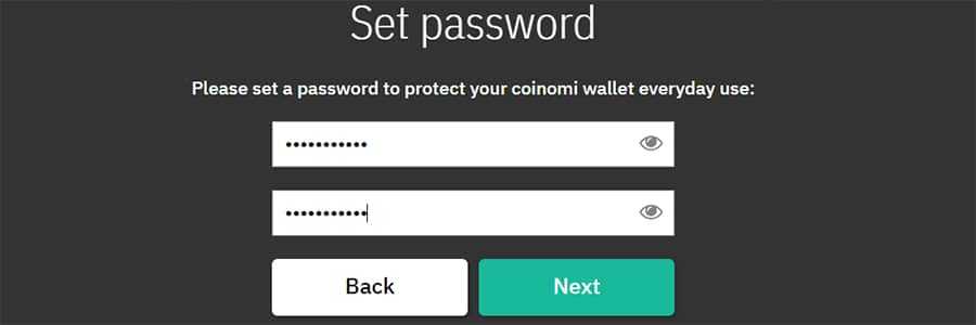 Coinomi Password Setup