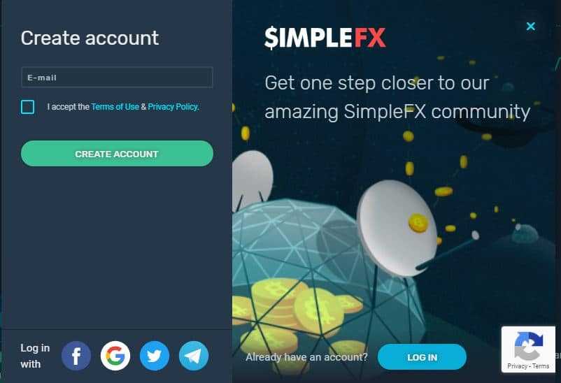 SimpleFX Signup