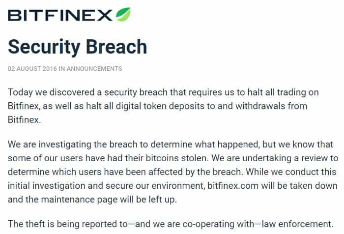 Bitfinex Hack Disclosure
