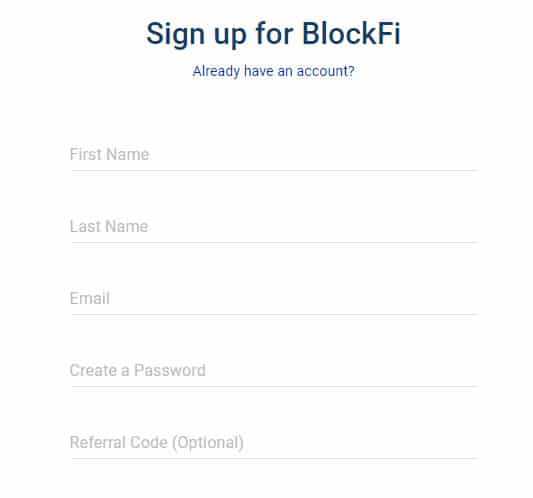 Signup Blockfi
