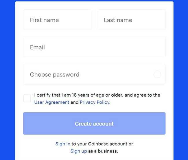 Register at Coinbase