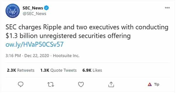 SEC Ripple Tweet