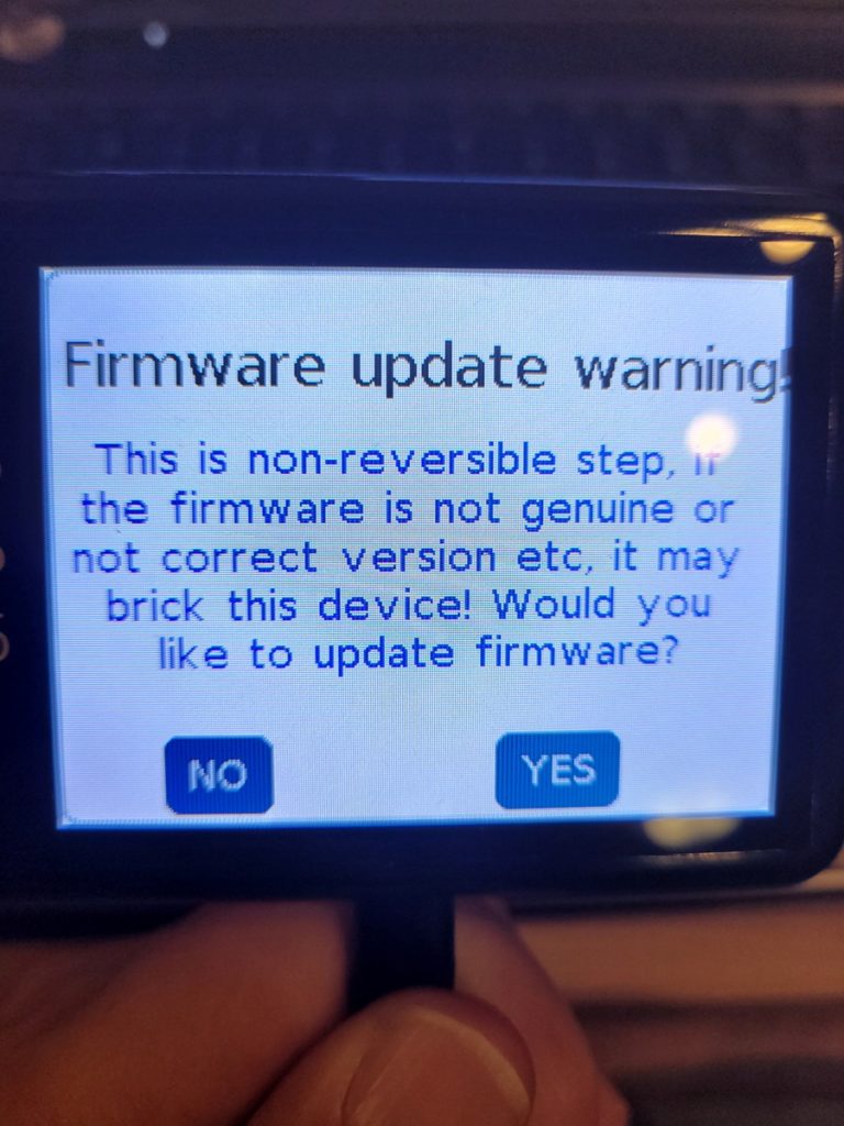 Firmware Update Warning