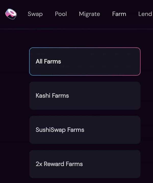 Farming Options SushiSwap