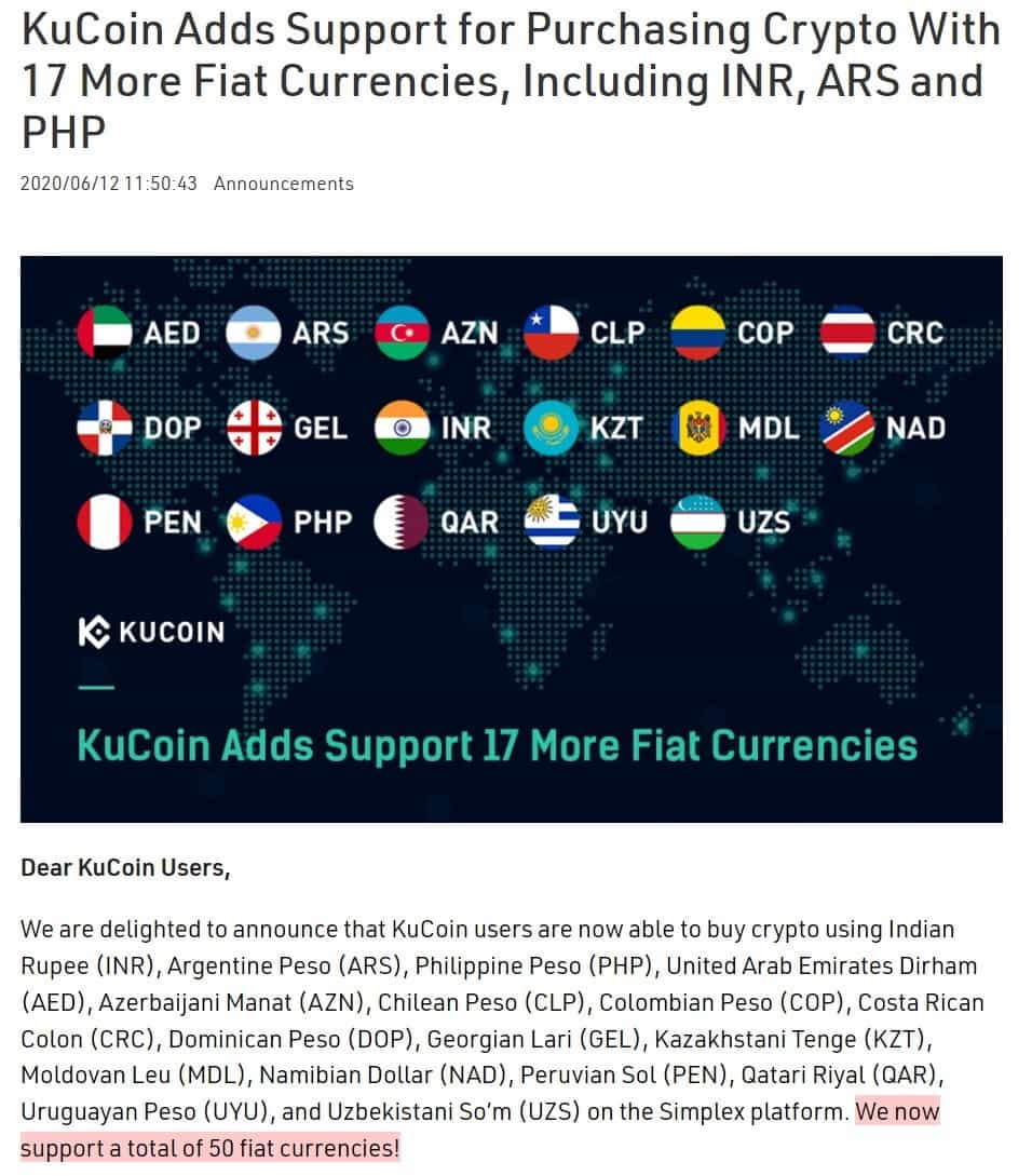 KuCoin Fiat Support