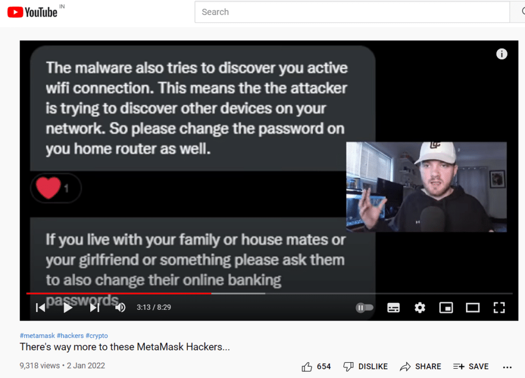 CryptoJordin's MetaMask Hack Video via YouTube