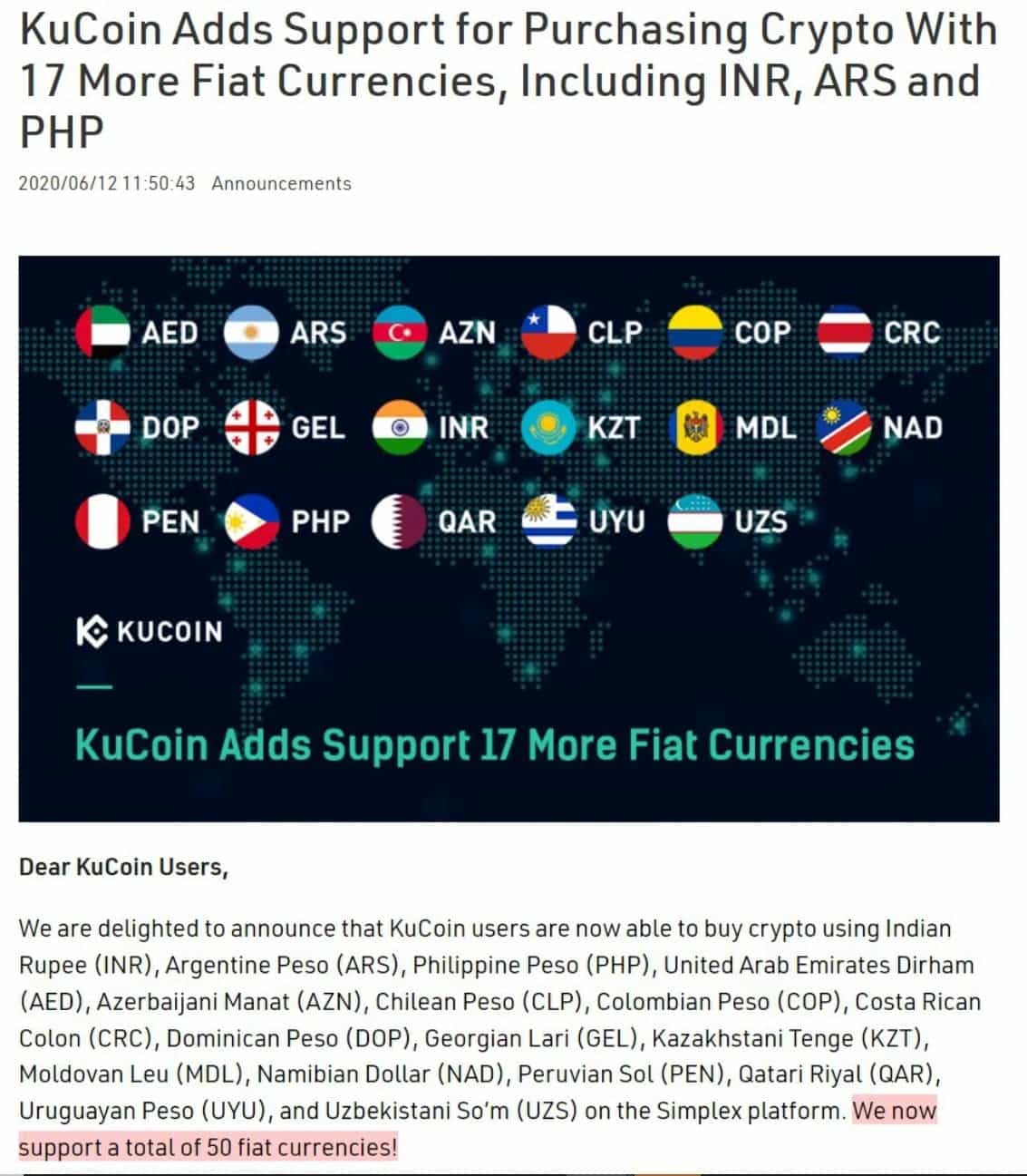KuCoin Currencies