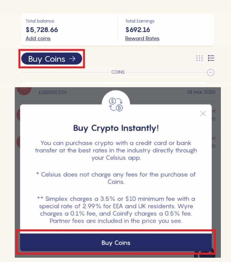 Buy Coins Celsius