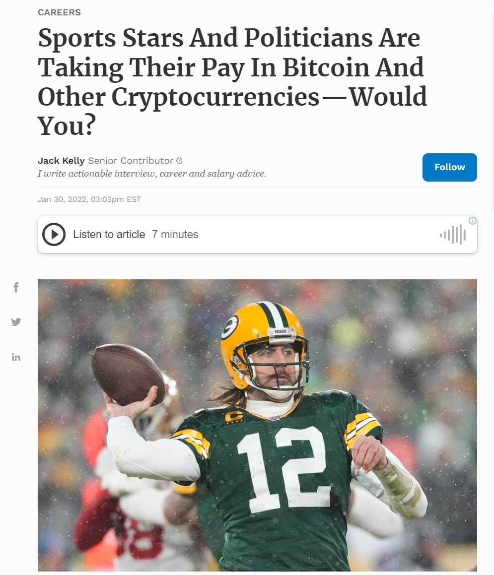 athletes getting paid in bitcoin